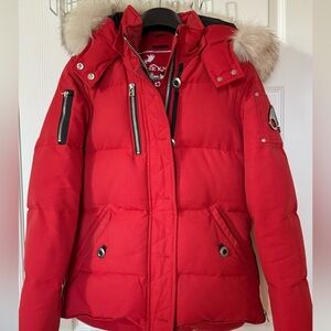 Moose Knuckles Red Jacket with Embroidered Detail